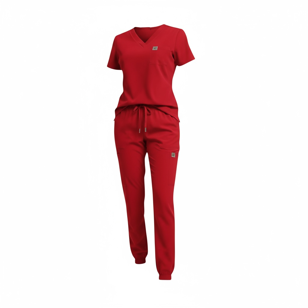 Cloud Soft Crimison Red Scrub Set
