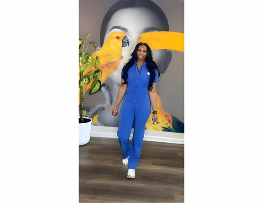 All-In-One Royal Blue Wide Leg Jumpsuit