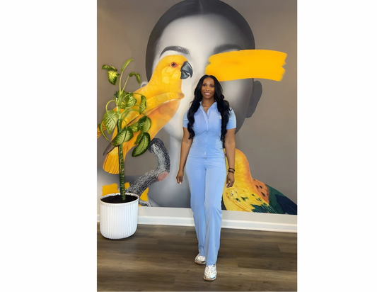 All-In-One Ceil Blue Wide Leg Jumpsuit