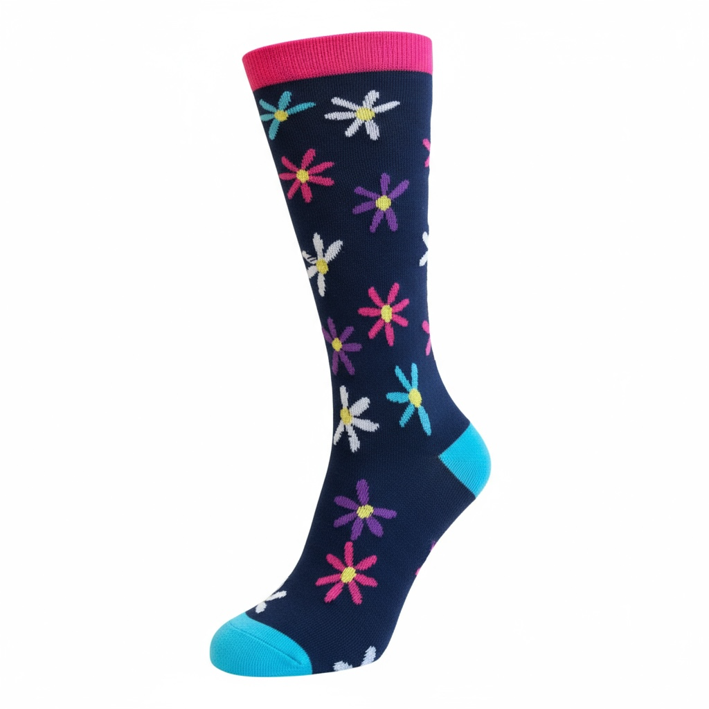 Multicolored Flowered Compression Socks