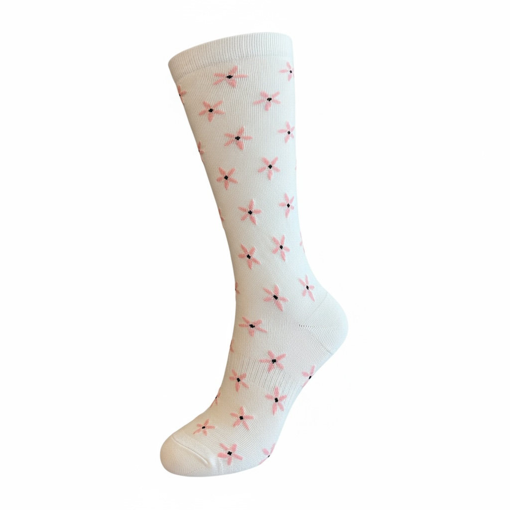 Pink Flowered Compression Socks