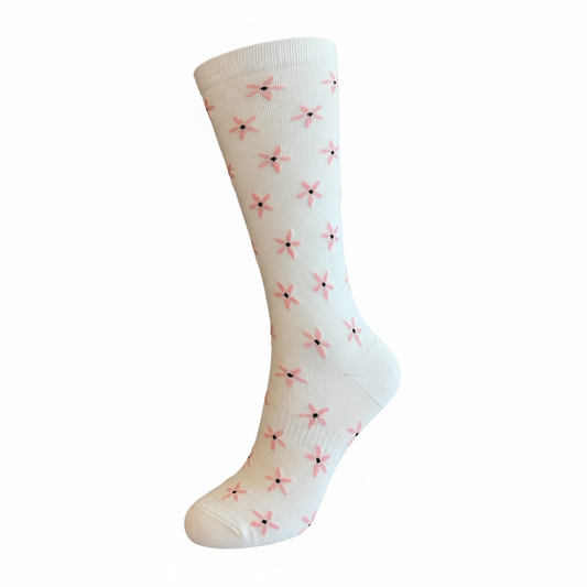 Pink Flowered Compression Socks