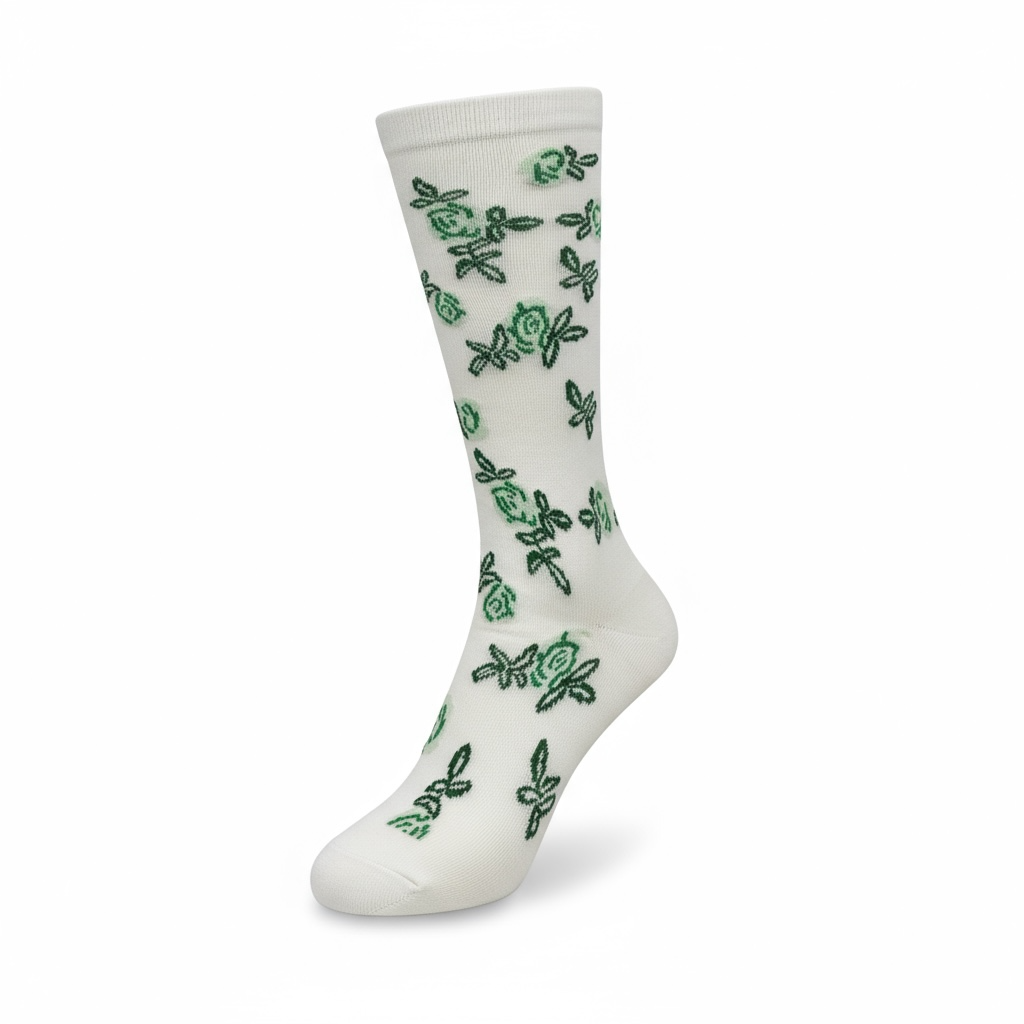 Trailing Floral Green Compression Socks